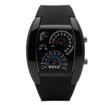 Hiwatch TM Digital Led Watches Cool Car Meter Dial Unisex Blue Flash Dot Matrix LED Racing Watch With Gift Box -2 Years Warranty