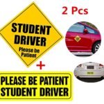 Car Student Driver Stickers,Bumper Safety Caution Sign ,Reflective Sign Decal – 2 Pcs – WildAuto
