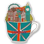 2 x 10cm/100mm London Teacup Vinyl Sticker Decal Laptop Travel Luggage Car iPad Sign Fun #6028