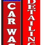 100% Hand Car Wash , Auto Detailing Standard Size Swooper Feather Flag Sign Pk of 2 (11.5x 2.5 Feet)