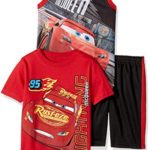 Disney Toddler Boys’ 3 Piece Cars Muscle Tank, T-Shirt and Short Set