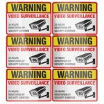 Video Surveillance Stickers – 6pk Reflective Sign / Decal with UV Waterproof Coating – 2½” X 3½”