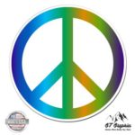 Peace Sign Blue Green – Vinyl Sticker Waterproof Decal