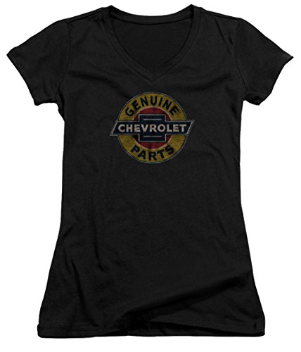A&E Designs Juniors Chevy T-shirt Genuine Parts Distressed Sign V-neck ...