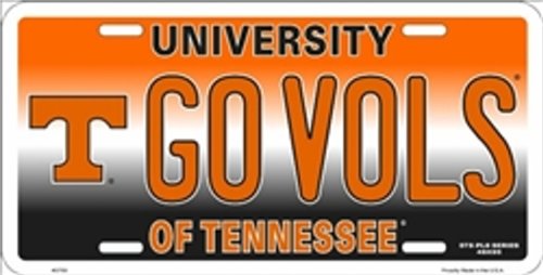 Tennessee Volunteers 12x6 Inch Metal License Plate - Orange Car Tag