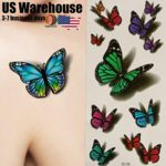 3D Butterfly Flying Design Temporary Tattoo Sticker Decal by Superjune