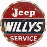 8″ Round Metal Vintage Signs Willy Jeep Service