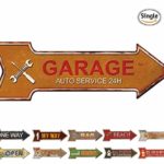 HANTAJANSS Garage Signs Arrow Retro Metal Signs for Wall Decoration