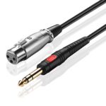 TNP Premium 3 Pin XLR Female to 6.3mm (1/4 Inch) TRS Stereo Jack Male M/F Balanced MIC Microphone Audio Interconnect Cable (10 FT), Gold Plated for Powered Speakers, Studio Sound Consoles