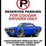 1968 Mercury Cougar Muscle Car-toon No Parking Sign