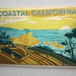Tin Sign World Trip California coastal road car sea sunset Decorative Wall Plate 8X12″
