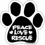 Imagine This Paw Car Magnet, Peace Love Rescue, 5-1/2-Inch by 5-1/2-Inch