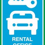 Rental Office Print Car Key Picture Blue Business Office Window Sign Aluminum Metal
