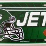 NFL NEW YORK JETS LOGO W FOOTBALL HELMET POLY CAR LICENSE PLATE SIGN.