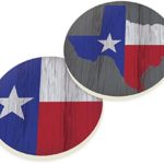 Texas Red White and Blue Patriotic 2 Piece Ceramic Car Coasters Set