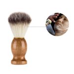 Iusun Men Shaving Bear Brush Best Badger Hair Shave Wood Handle Razor Barber Tool Cleaning Brush (Khaki)