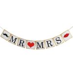 MR and MRS Banner Bunting Sign Cute Lips and Mustache Photo Props Wedding Decoration