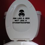 Aim Like a Jedi not a Stormtrooper BLACK custom vinyl decal sticker 7″ x 5.5″ Toilet Sign