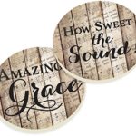 Amazing Grace How Sweet the Sound on Faded Sheet Music 2 Piece Ceramic Car Coaster Set