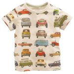 Metee Dresses Boy’s Short Sleeve Cotton T-Shirts Car Print Tops Size 6 Years,6T(5-6 Years),Beige