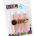 LolliZ Birthday Candles Race Car Theme. Pack of 6. Red / White Stripes