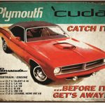 Crystal Art “Sign Of The Times” Plymouth Cuda Metal Sign, 12″ x 15″