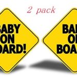 Baby on Board — 6″ x 6″ Yellow Car Signs with Attached Suction Cup –2 Packs