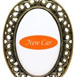 Sign New Car Vintage Look Porcelain Pendant Antique Style Frame