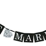 Just Married Black Wedding Banner Sign Garland Decoration Bride and Groom