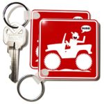 3dRose CAR DUDE red sign 1 – Key Chains, 2.25 x 4.5 inches, set of 4 (kc_14749_2)