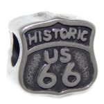 Pro Jewelry Stainless Steel Historic Route 66 Road Sign Bead for Bracelets