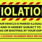 25 Yellow Fluorescent VIOLATION Illegally Parked Tow Towing No Parking Auto Car Sign Stickers 8″ X 5″