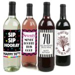 Chic 70th Birthday Wine Label Pack – Birthday Party Supplies, Ideas and Decorations – Funny Birthday Gifts for Women