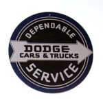 Dodge Cars & Trucks Dependable Service Retro, Vintage, Look 12″ Round Tin Sign