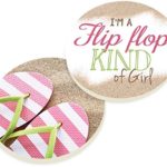 Flip Flop Kind of Girl Pink Flips 2 Piece Ceramic Car Coasters Set
