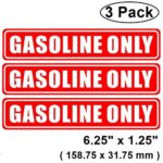 Outdoor/Indoor (3 Pack) 6.25″ X 1.25″ GASOLINE ONLY Sign Label Sticker Decal For Fuel Gas Can Car Vehicle Tank – Back Self Adhesive Vinyl