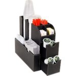 G.U.S. Coffee Condiment and Accessories Organizer for Office Breakroom or Home Kitchen. Decorative Black Leatherette