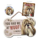 Shih Tzu Home Decor Bundle Pack (Dog Bone Sign, Car Coaster, Pallet Magnet)