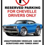 1967 Chevrolet Chevelle SS Muscle Car-toon No Parking Sign