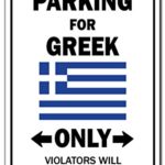 Parking For Greek Only Greece Flag National Pride Love Gift [3 Pack] of Vinyl Decal Stickers | 3.3″ X 5″ |Indoor/Outdoor | Funny decoration for Laptop, Car, Garage , Bedroom, Offices | SignMission
