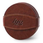 Leather Drink Coasters Set with Strap (6-Pack) Decorative Table, Home, Bar, Kitchen or Dining Cup Holders Round