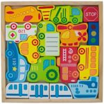 Cars, Ship, Plane, Helicopter and Sign Learning Wooden Block Puzzle