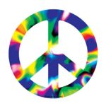 3079 Peace Symbol Decal with Tie-Dye Pattern 4″