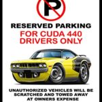 1971 Plymouth Cuda 440 Muscle Car-toon No Parking Sign