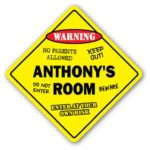 Anthony’s Room [3 Pack] of Vinyl Decal Stickers | 4″ X 4″ |Indoor/Outdoor | Funny decoration for Laptop, Car, Garage , Bedroom, Offices | SignMission