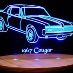 1967 Cougar Acrylic Lighted Edge Lit 13″ LED Sign / Light Up Plaque 67 VVD5 Made in USA