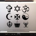 World religions signs Logos Symbols car truck laptop macbook window decal sticker 6 inches black
