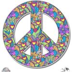 Peace Sign Floral Cute Hippie – 3″ Vinyl Sticker – For Car Laptop I-Pad Phone Helmet Hard Hat – Waterproof Decal