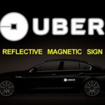 (Set of 2) BIG Reflective Magnetic UBER NEW LOGO SIGN, NEW Uber logo Sign, Car Magnet Sign (12 inches)