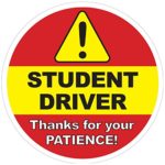 Student Driver Sign – Inside Car Window Static Cling Decal – 5 x 5 in. – Easy to Remove and Reposition & Won’t Fall Off